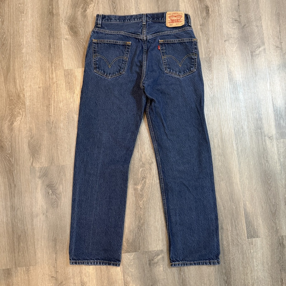 Levi's 505 Jeans Mens 34x32 Dark Wash Regular Fit Straight Leg Y2K Dad  Western